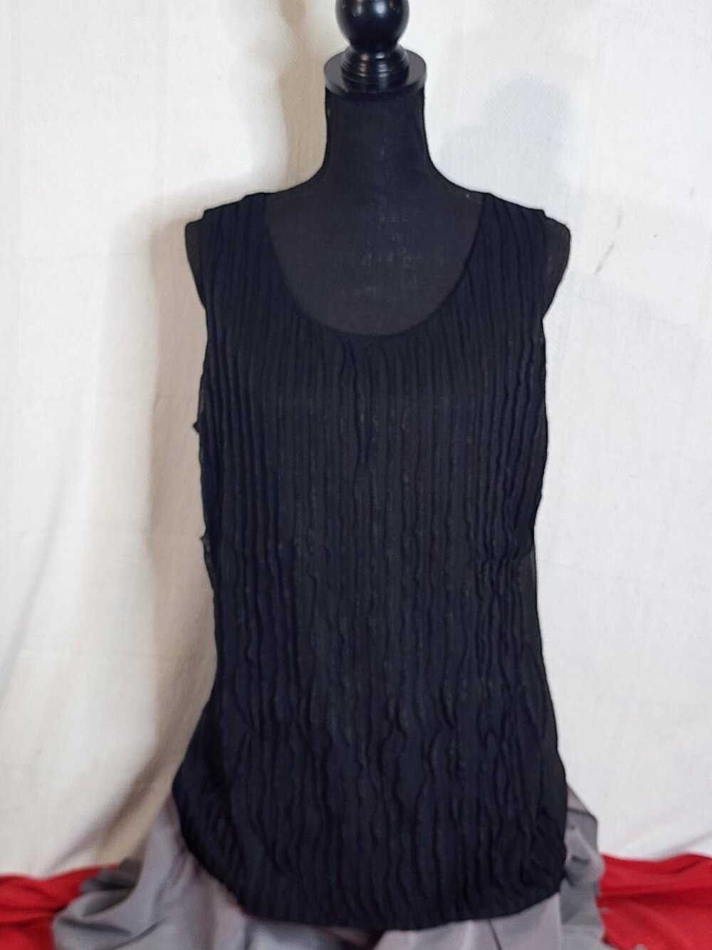 Chico's Black Nylon Cotton Modal Lined Poly Span Ruffled Top Chico Sz 3 US XL 16
